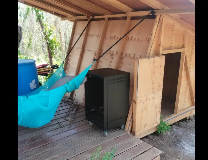 Off-grid cabin with a SonPowerSolar power station in the Puerto Vallarta mountains