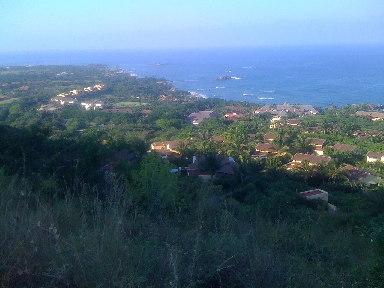 Scenic aerial view of the Punta Mita peninsula and ocean